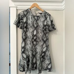 Rachel Zoe Python Print Mini Shift Flounce Dress